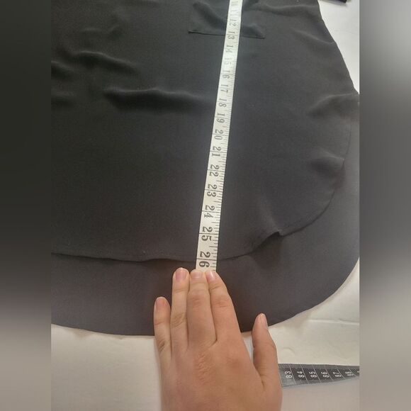 Nordstrom Lush Black Chiffon Short Sleeve Work Shirt Small - Picture 2 of 6